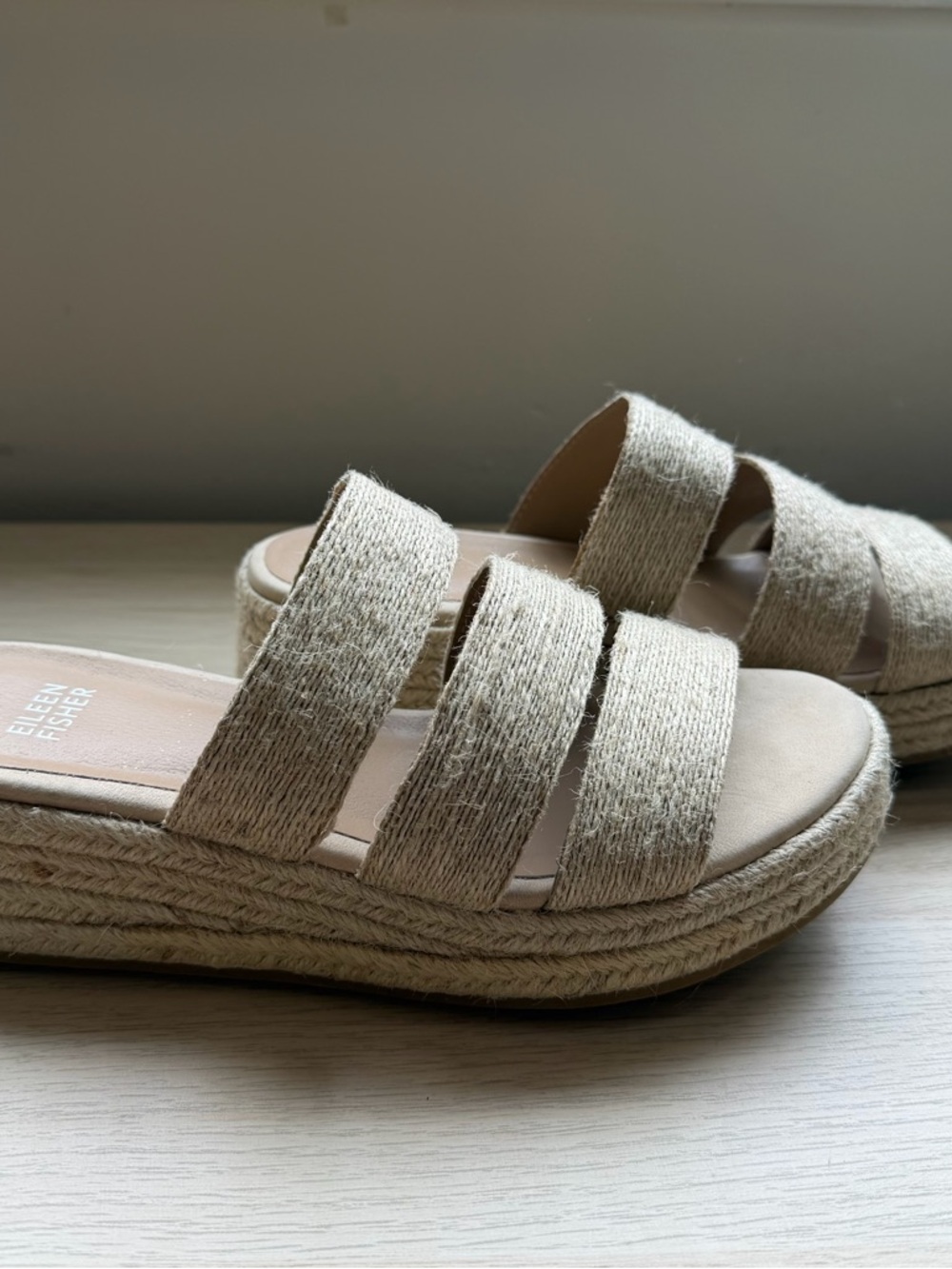 Eileen Fisher Mayla Jute Natural Espadrille Slide Sandals 7.5